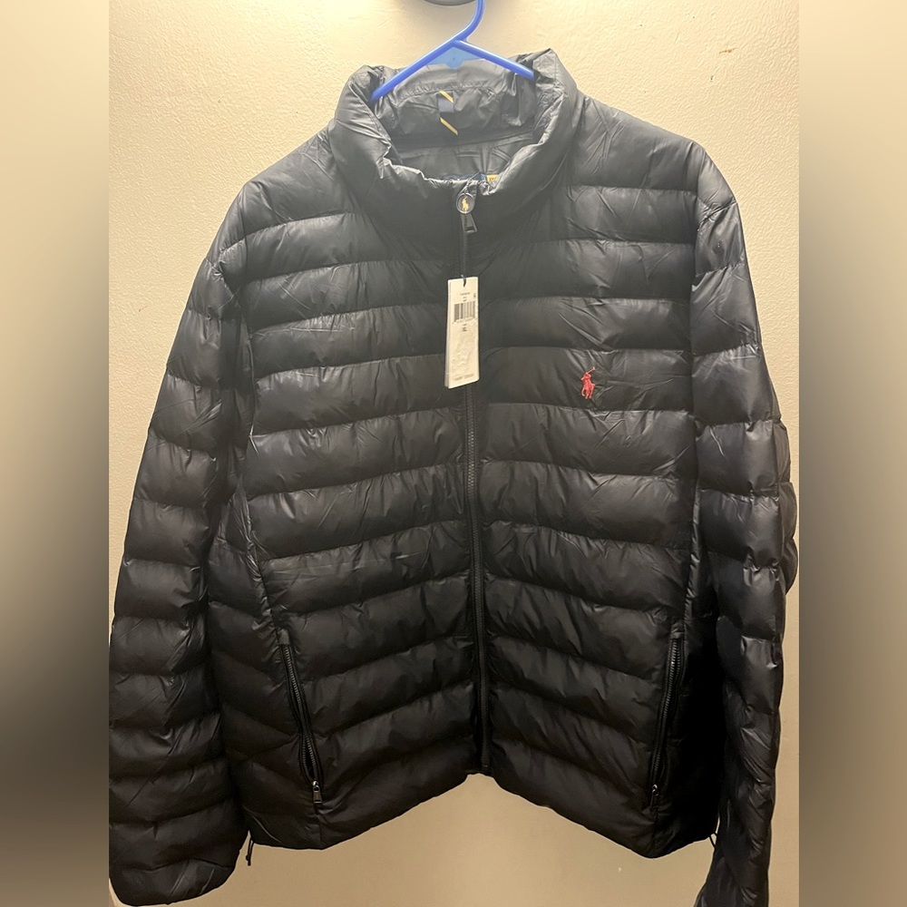 Brand new navy blue Polo puffer jacket with tag